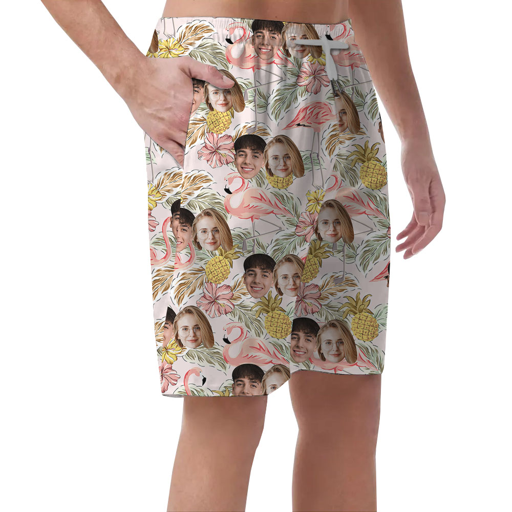Custom Photo Vintage Men's Hawaiian Shorts Up To 4 Faces