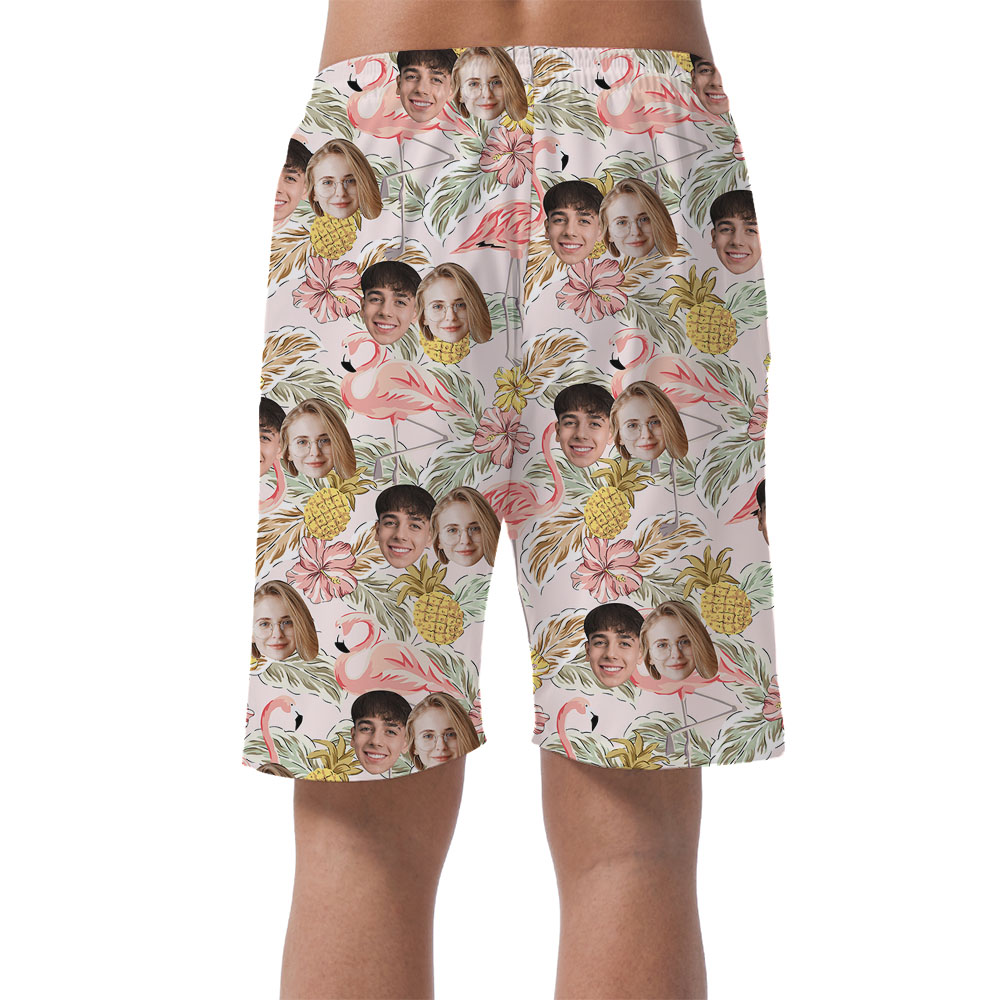 Custom Photo Vintage Men's Hawaiian Shorts Up To 4 Faces
