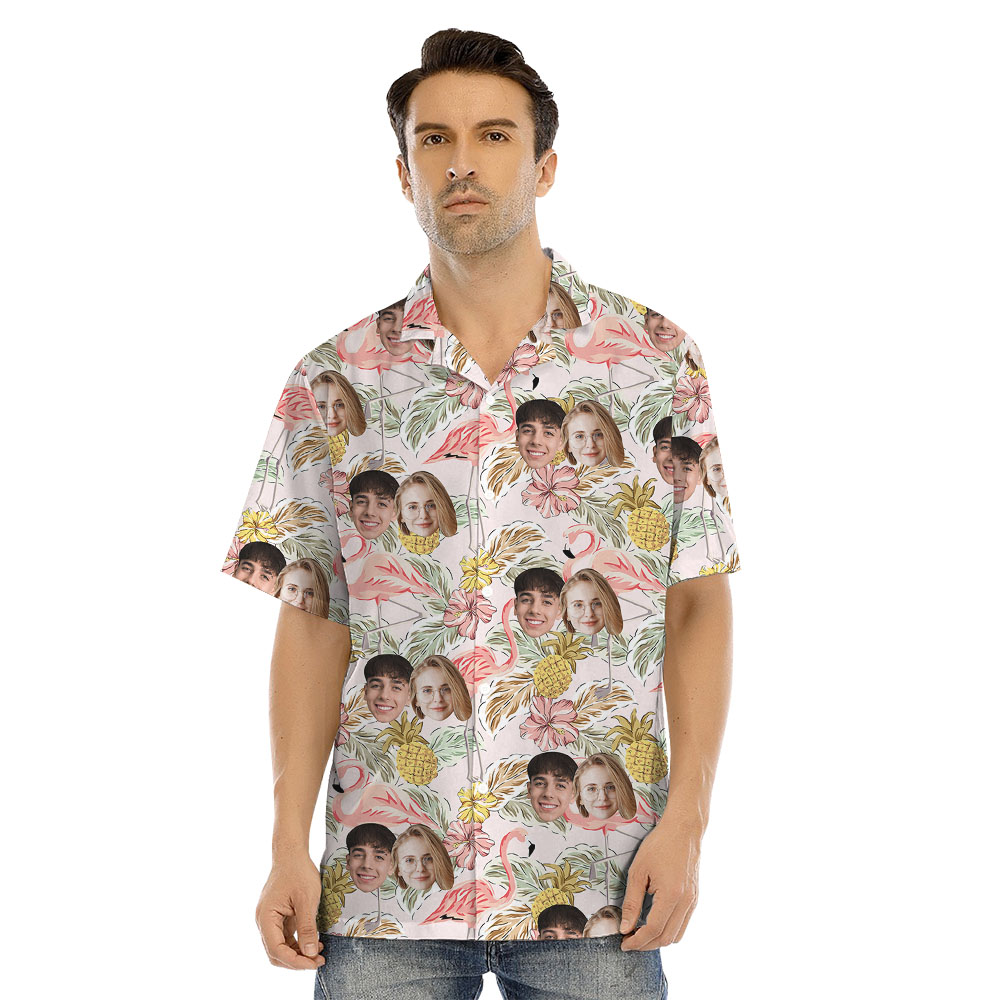 Custom Flamingo Floral Matching Family Outfits With Faces