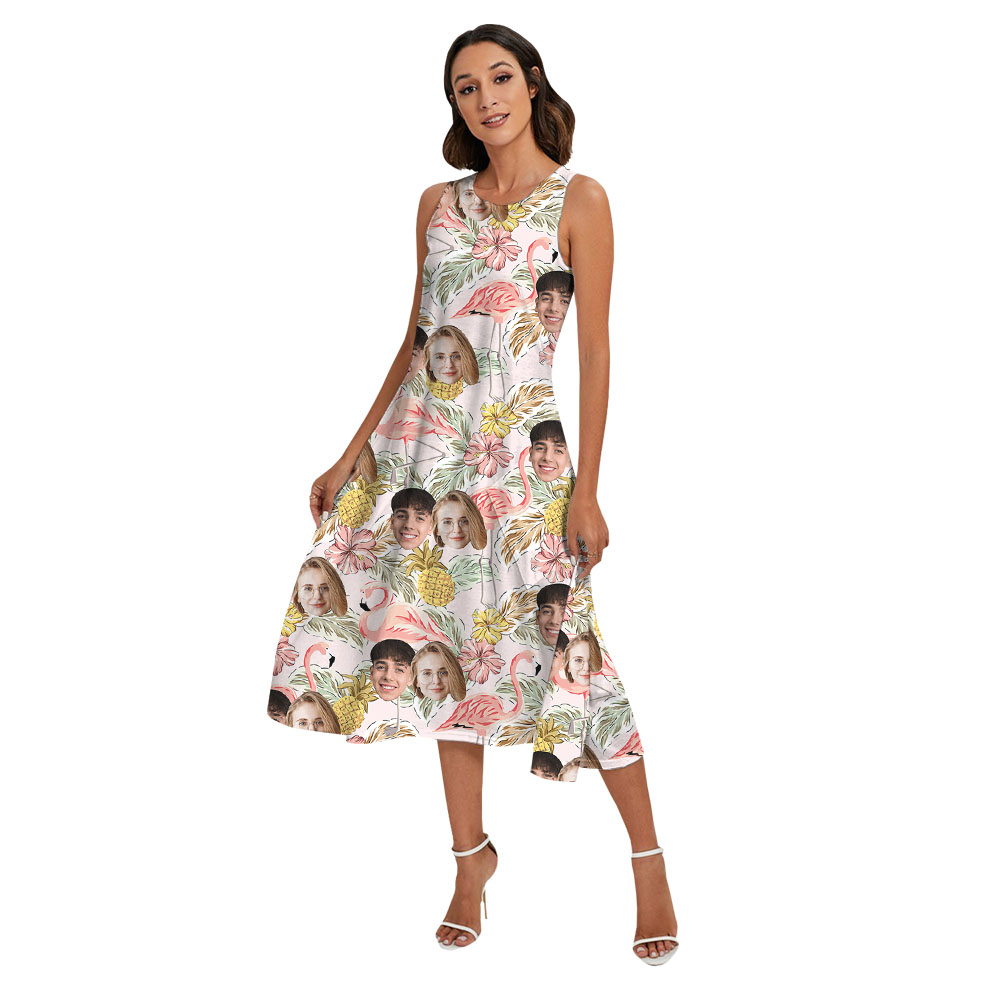 Custom Flamingo Floral Matching Family Outfits With Faces