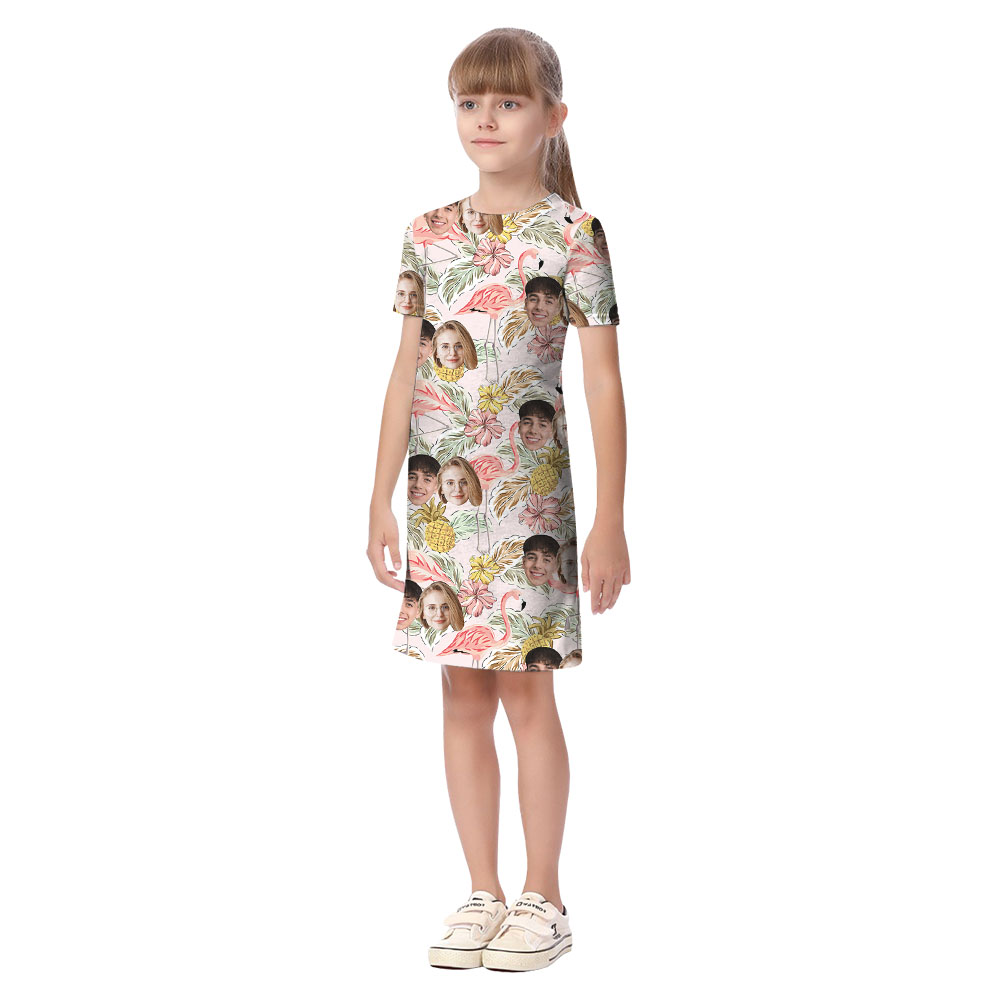 Custom Flamingo Floral Matching Family Outfits With Faces
