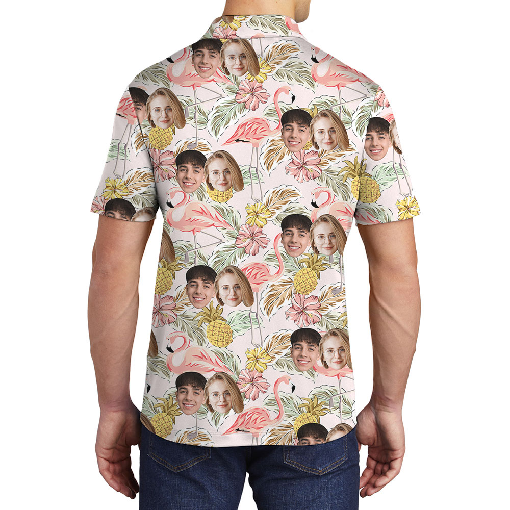 Personalized Flamingo And Floral Polos With 1-4 Faces