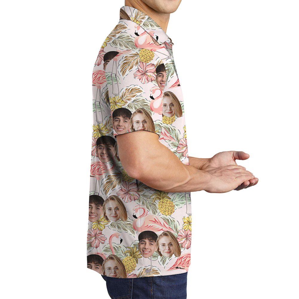 Personalized Flamingo And Floral Polos With 1-4 Faces