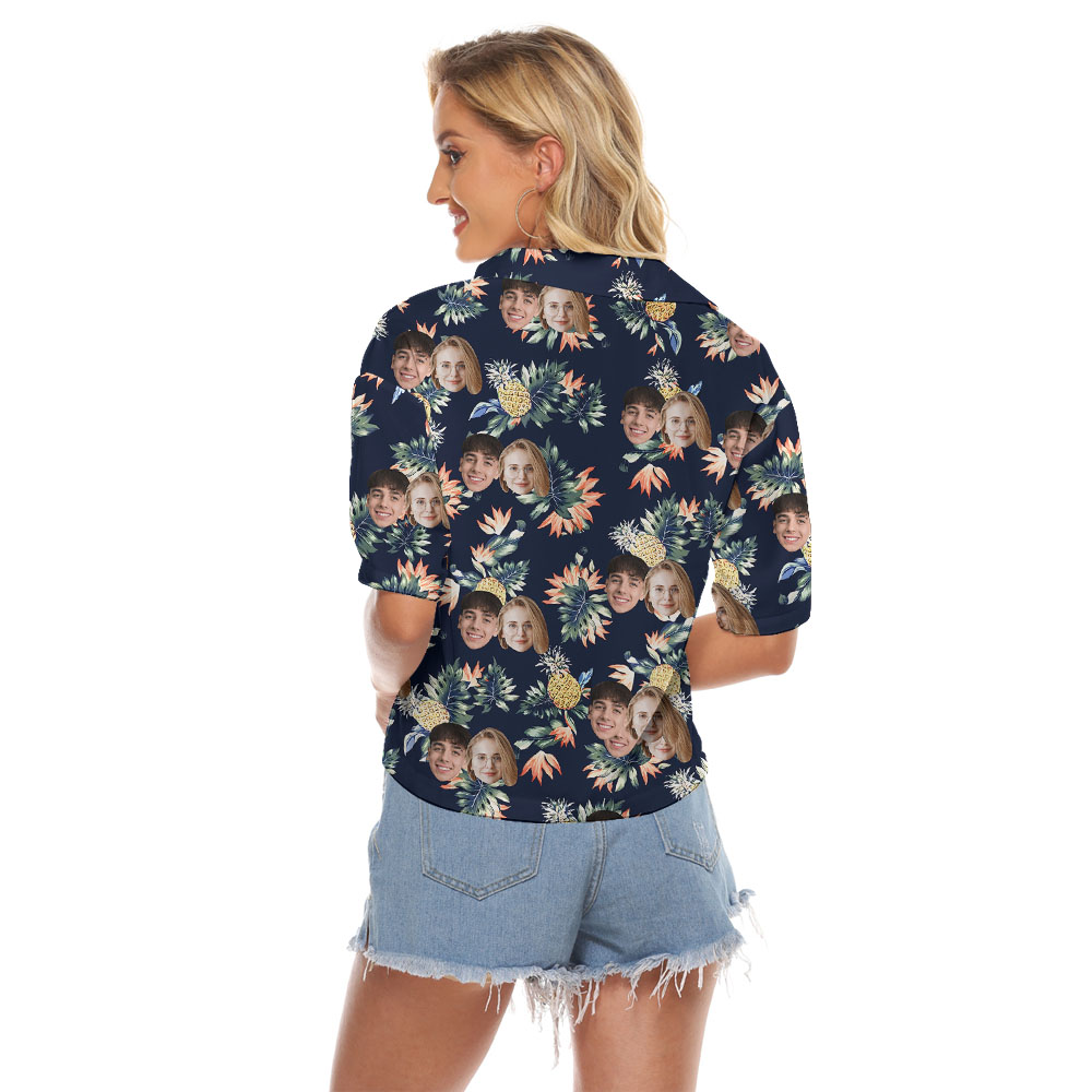 Custom Face Pineapple Hawaiian Blouses For Women