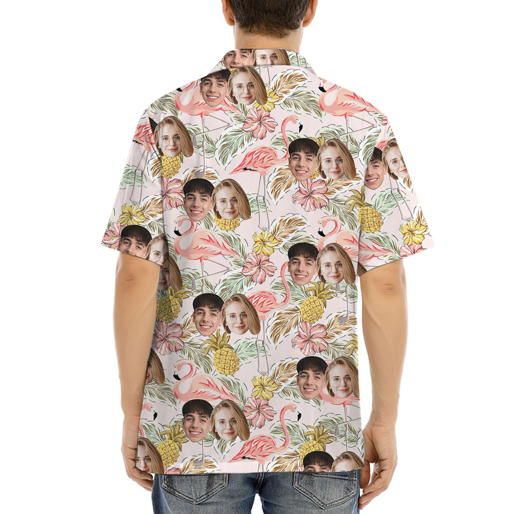 Vintage Flamingo Floral Button Up Shirt With 1-4 Faces