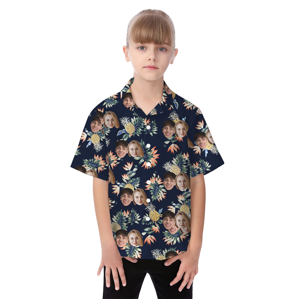 Pineapple Matching Hawaiian Shirt And Dress With Family Faces