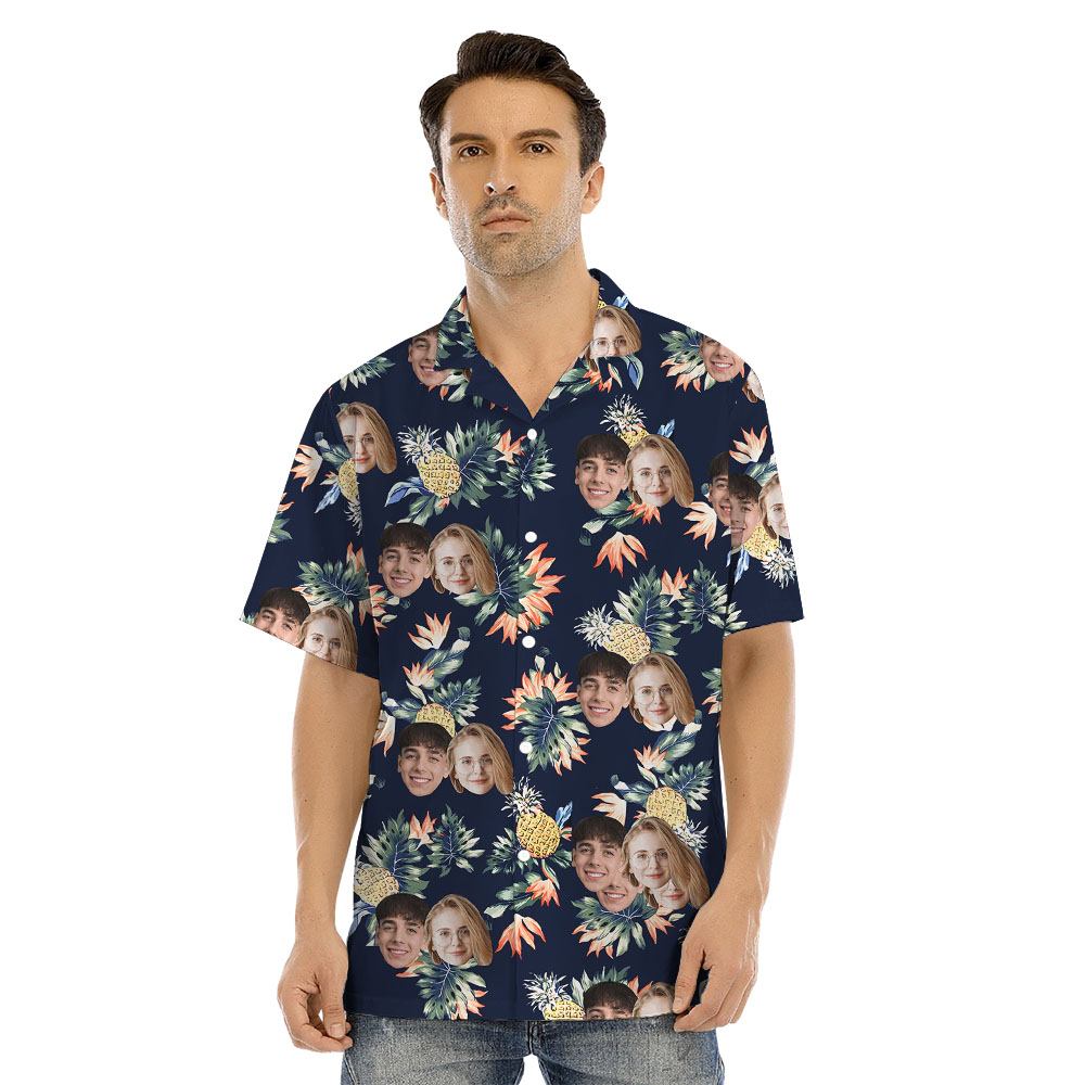 Pineapple Matching Hawaiian Shirt And Dress With Family Faces