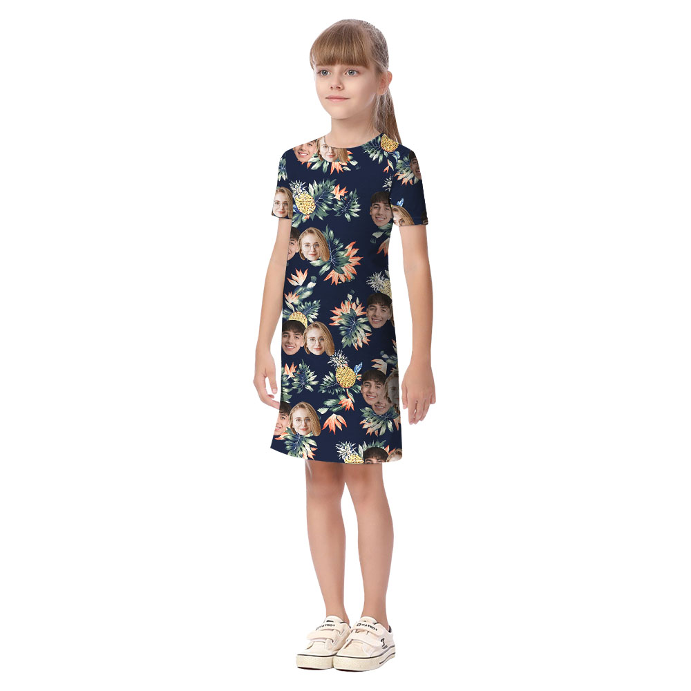 Pineapple Matching Hawaiian Shirt And Dress With Family Faces