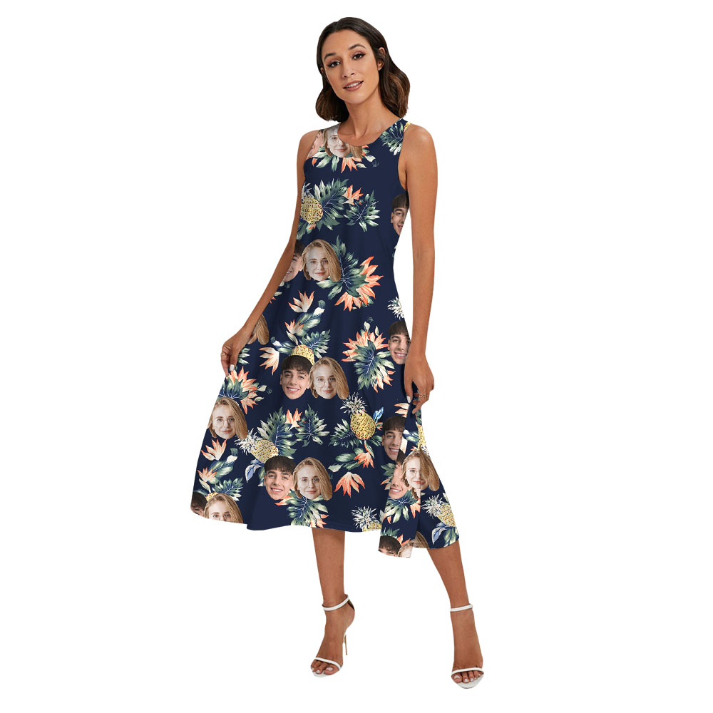 Pineapple Matching Hawaiian Shirt And Dress With Family Faces