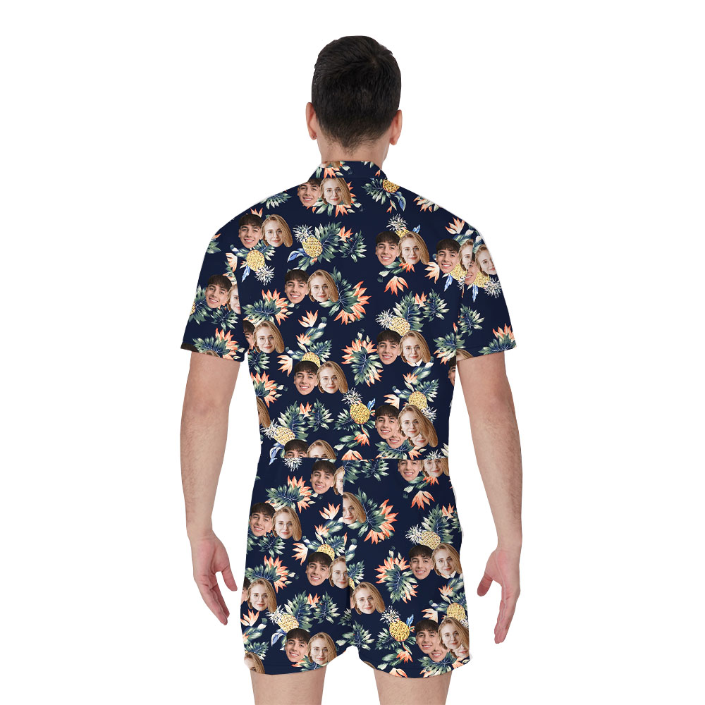 Funny Black Pineapple Men's Romper With 1-4 Faces