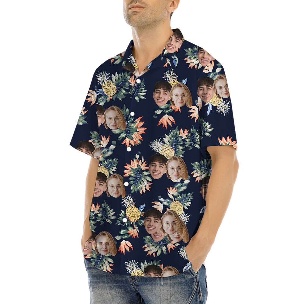 Custom Face Pineapple Printed Hawaiian Shirts