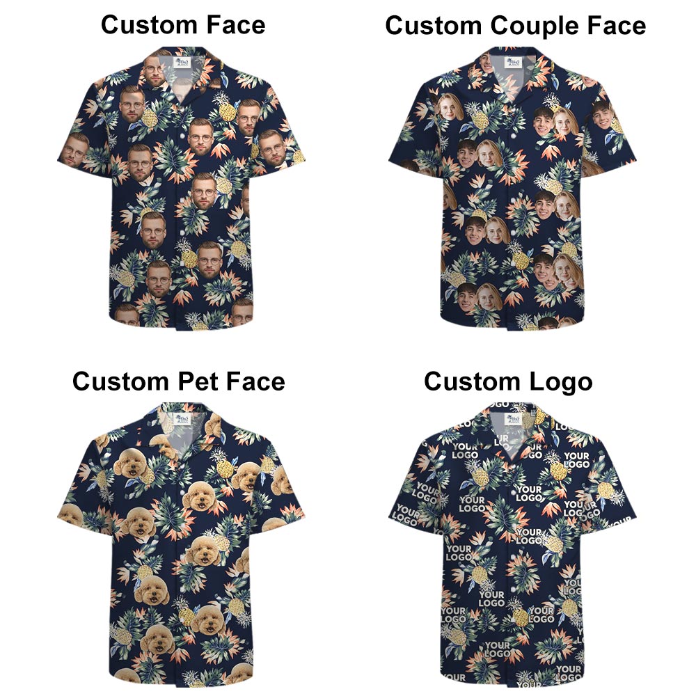 Custom Face Pineapple Printed Hawaiian Shirts