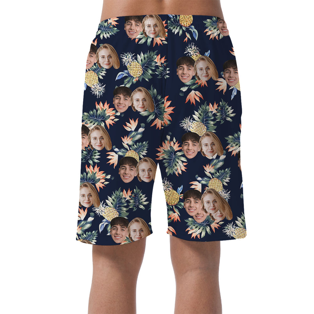 Multiple Faces On Pineapple Men's Beach Shorts