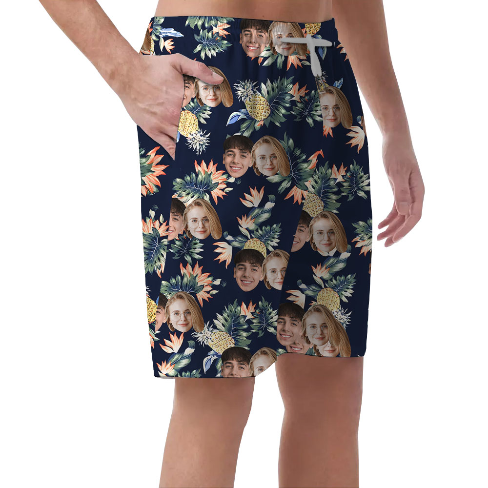 Multiple Faces On Pineapple Men's Beach Shorts
