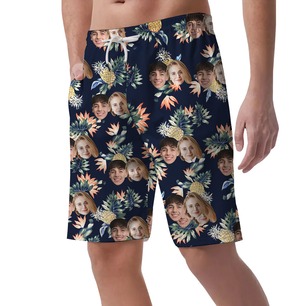 Multiple Faces On Pineapple Men's Beach Shorts