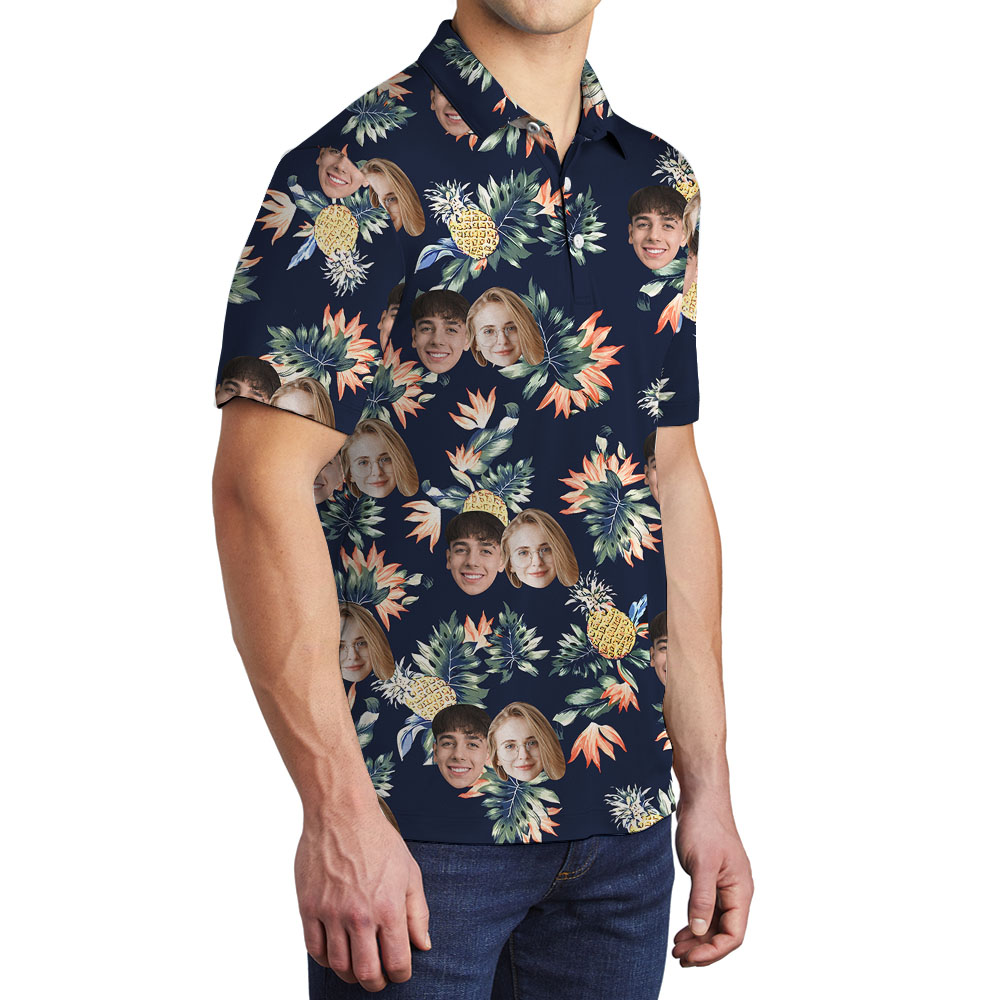 Up To 4 Faces On Pineapple Men's Polo Shirt