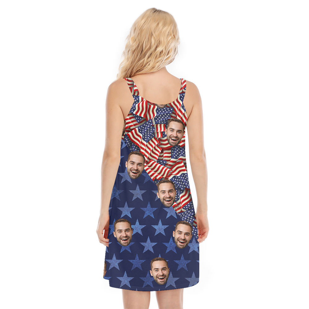 Custom Face 4th Of July American Flag Aloha Dress