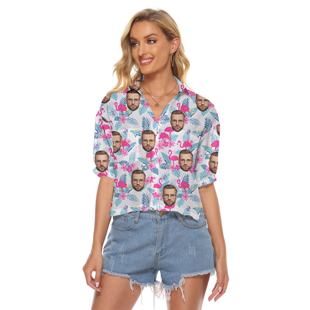 Custom Face Flamingo Pink Women's Crop Top - variant image 1