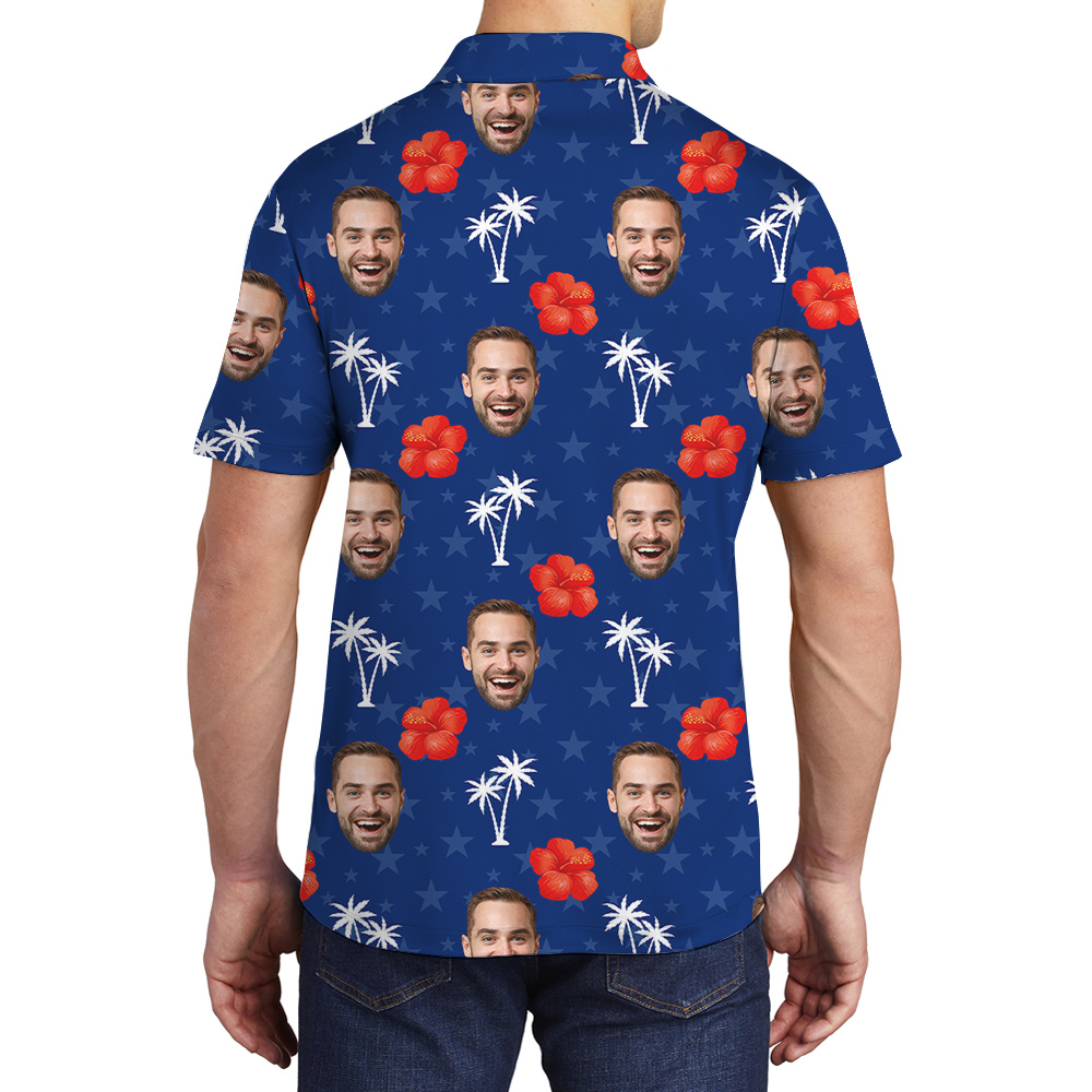 Cool 4th Of July Custom Face Blue Men's Polo Shirt