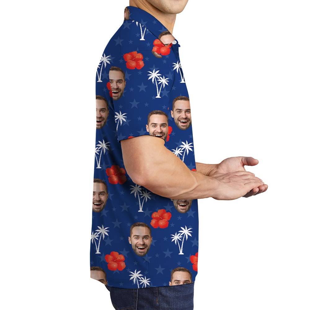 Cool 4th Of July Custom Face Blue Men's Polo Shirt