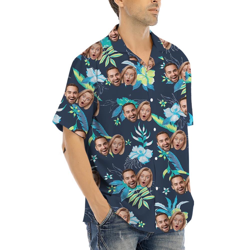 Floral Men's Hawaiian Shirt With Your Photos