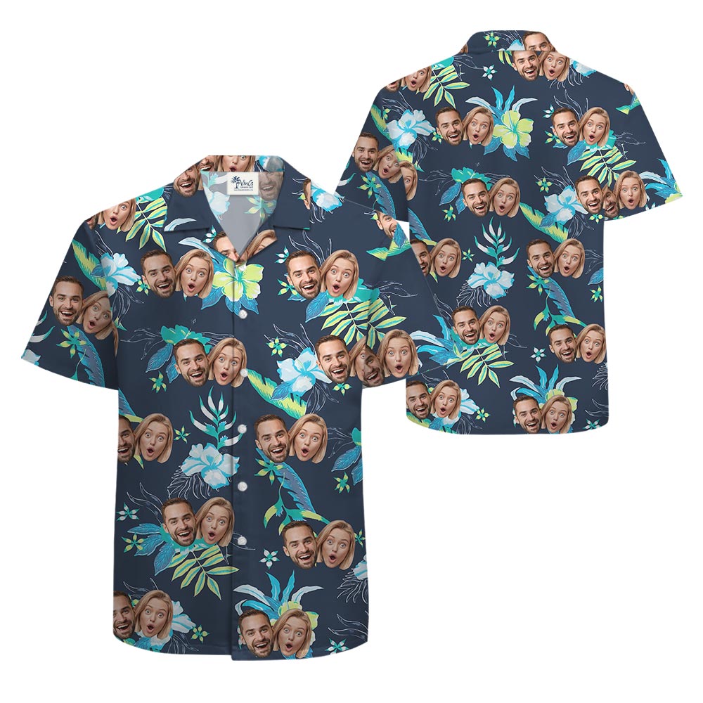 Floral Men's Hawaiian Shirt With Your Photos