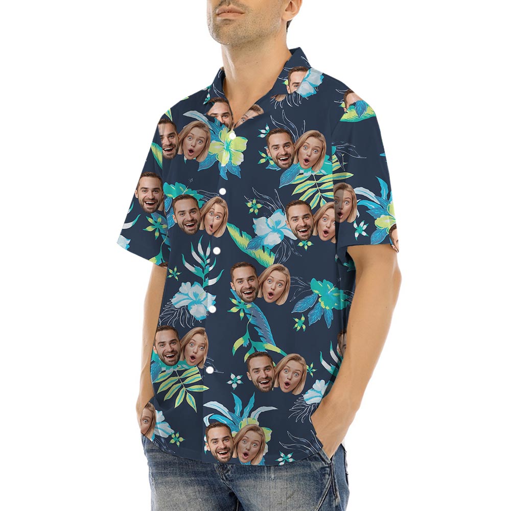 Floral Men's Hawaiian Shirt With Your Photos