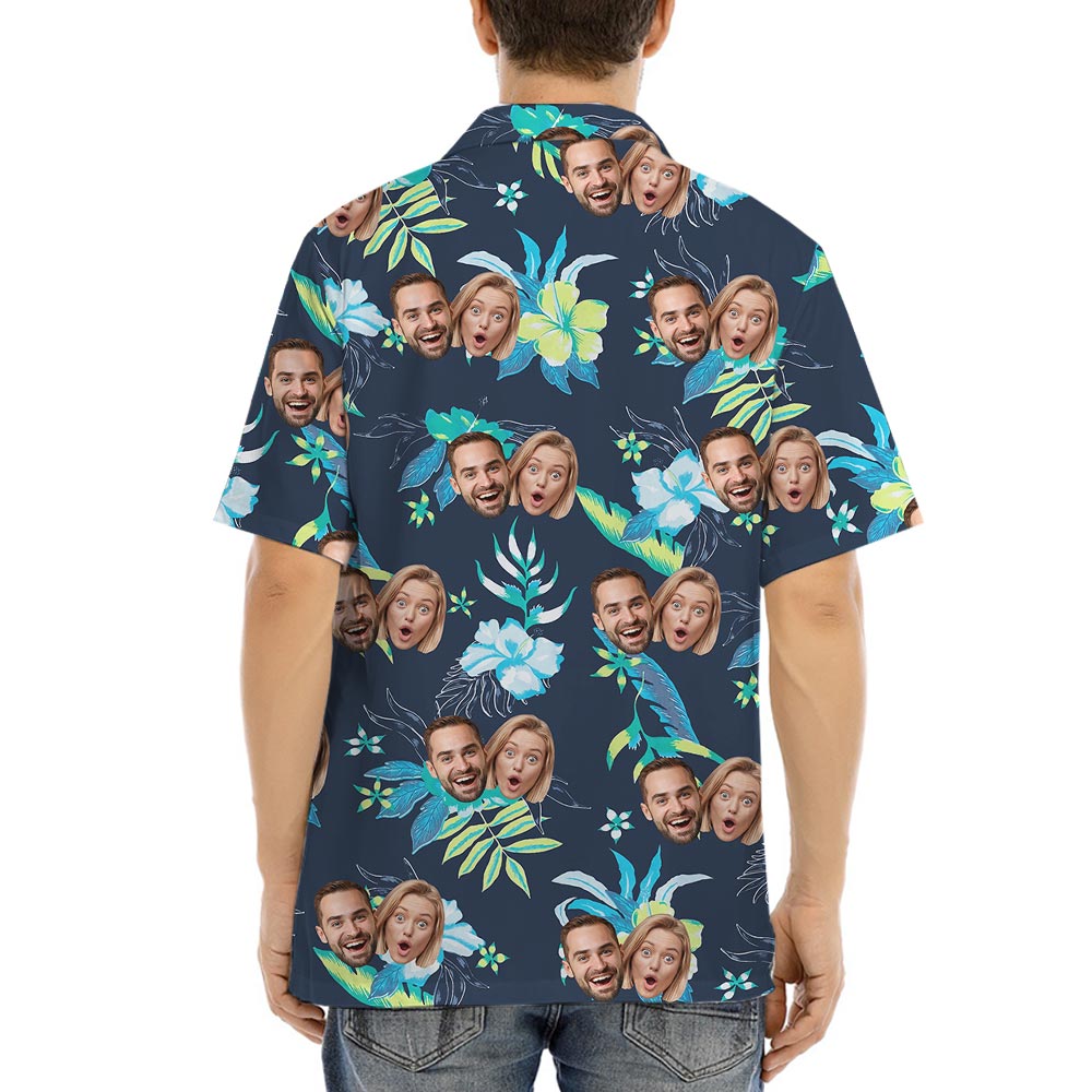 Floral Men's Hawaiian Shirt With Your Photos