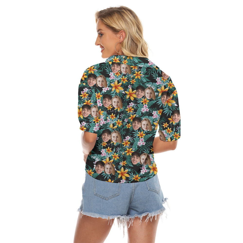 Tropical Green Women's Crop Top With Face