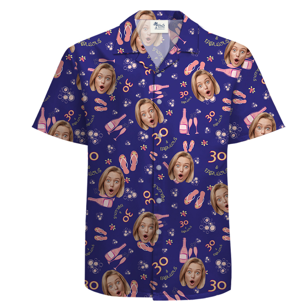 Fabulous Custom Face and Age 100% Cotton Hula Shirt