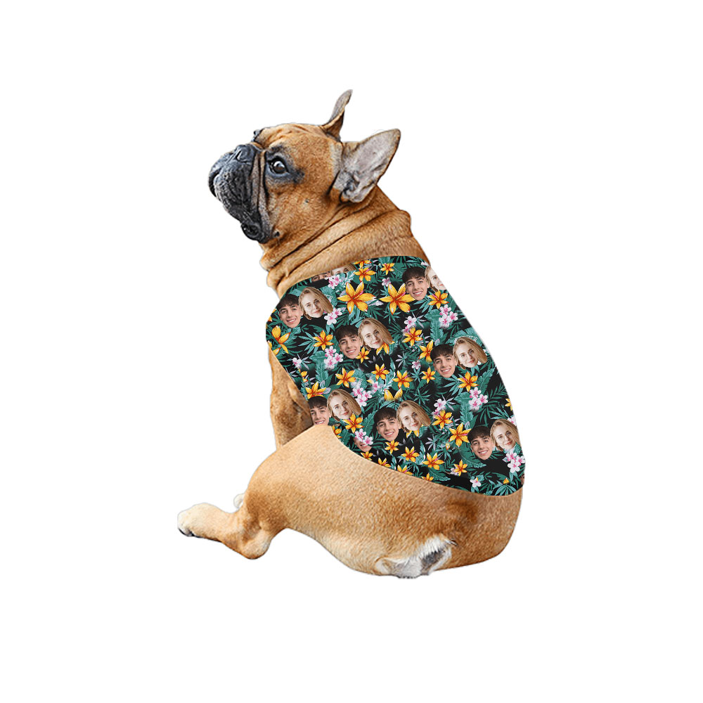 Matching Hawaiian Shirt With Face And Floral Tropical Green