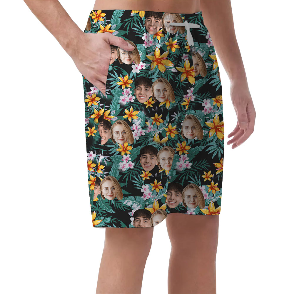Floral Tropical Green Men's Swim Shorts