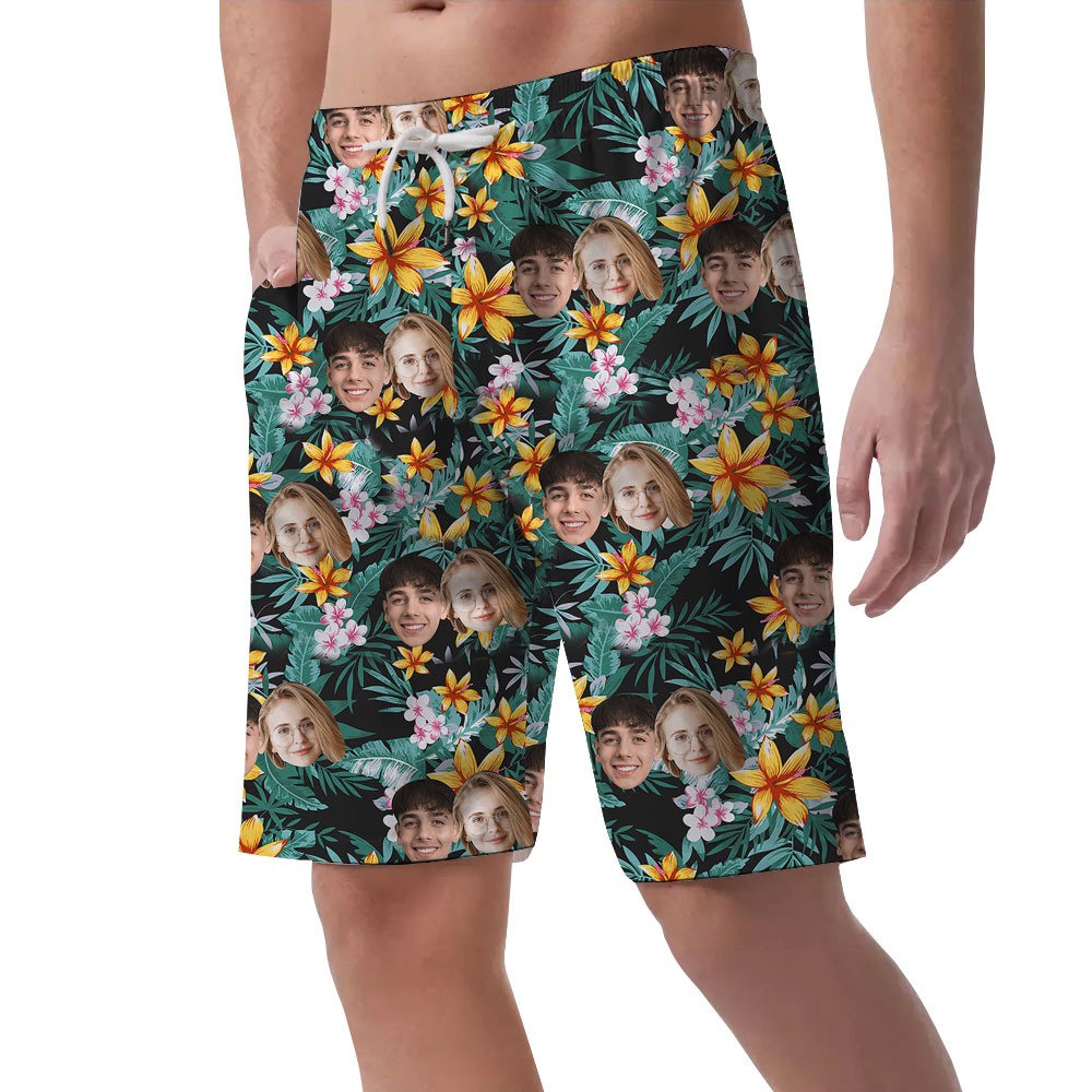 Floral Tropical Green Men's Swim Shorts