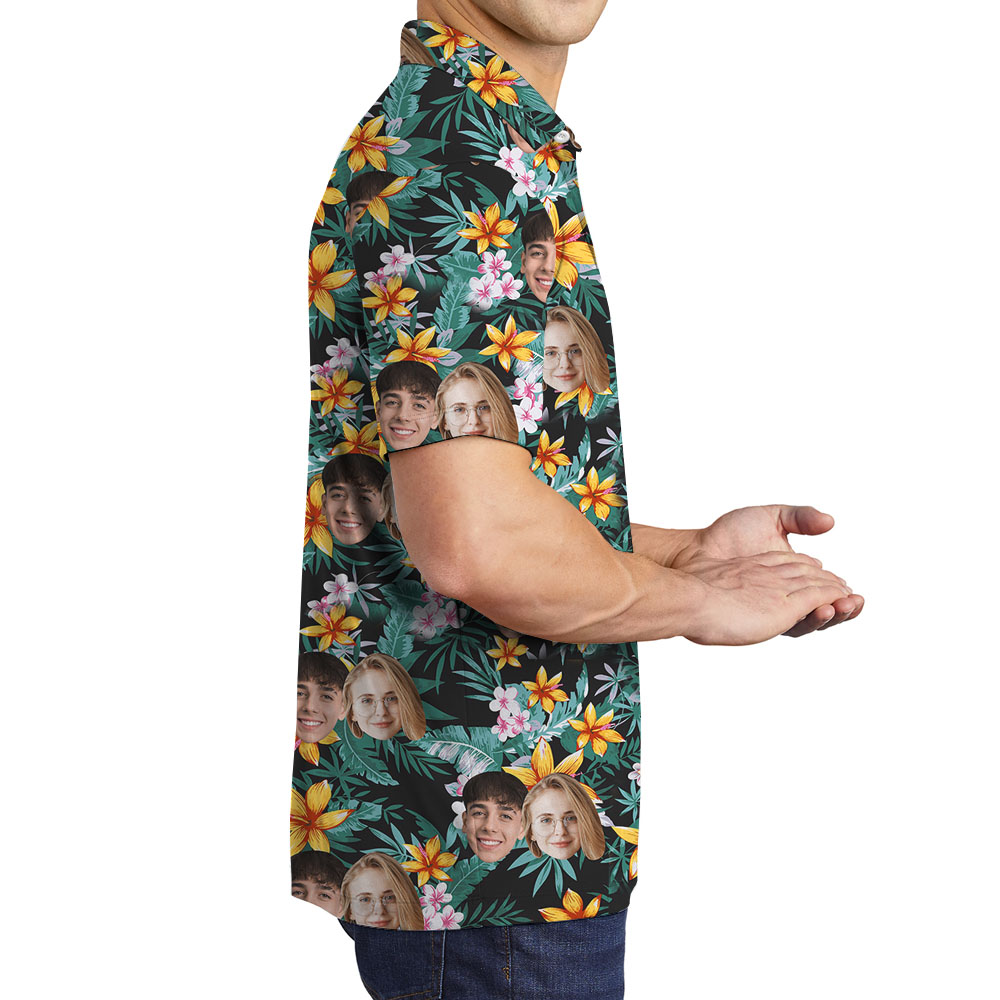 Personalized 1-4 Faces Tropical Collared Polos