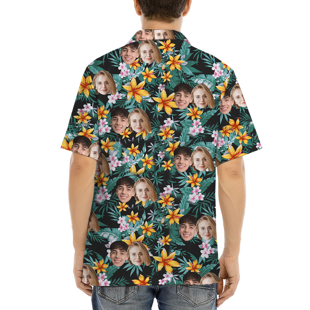Custom Face Tropical Hula Shirt For Men