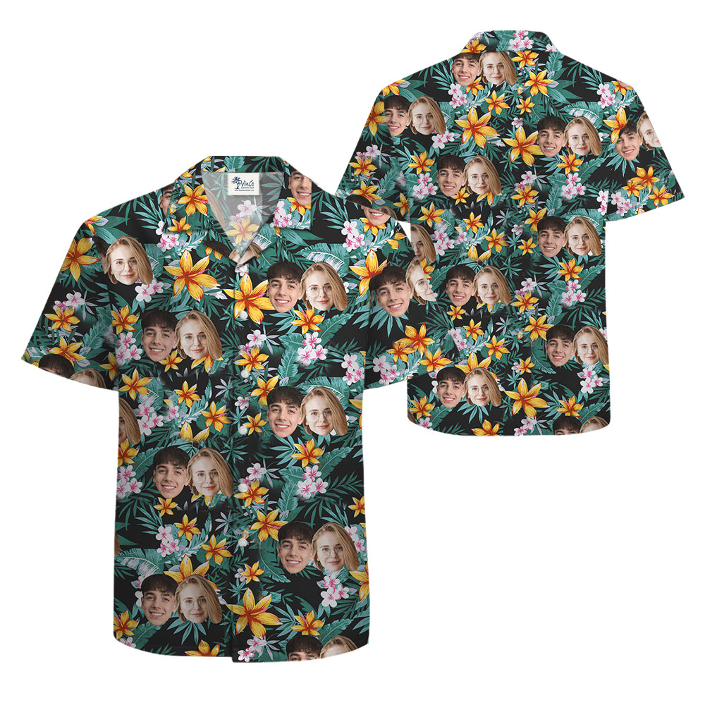 Custom Face Tropical Hula Shirt For Men
