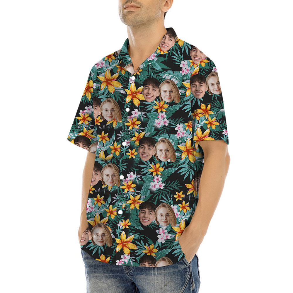 Custom Face Tropical Hula Shirt For Men