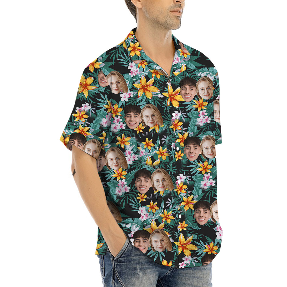 Custom Face Tropical Hula Shirt For Men