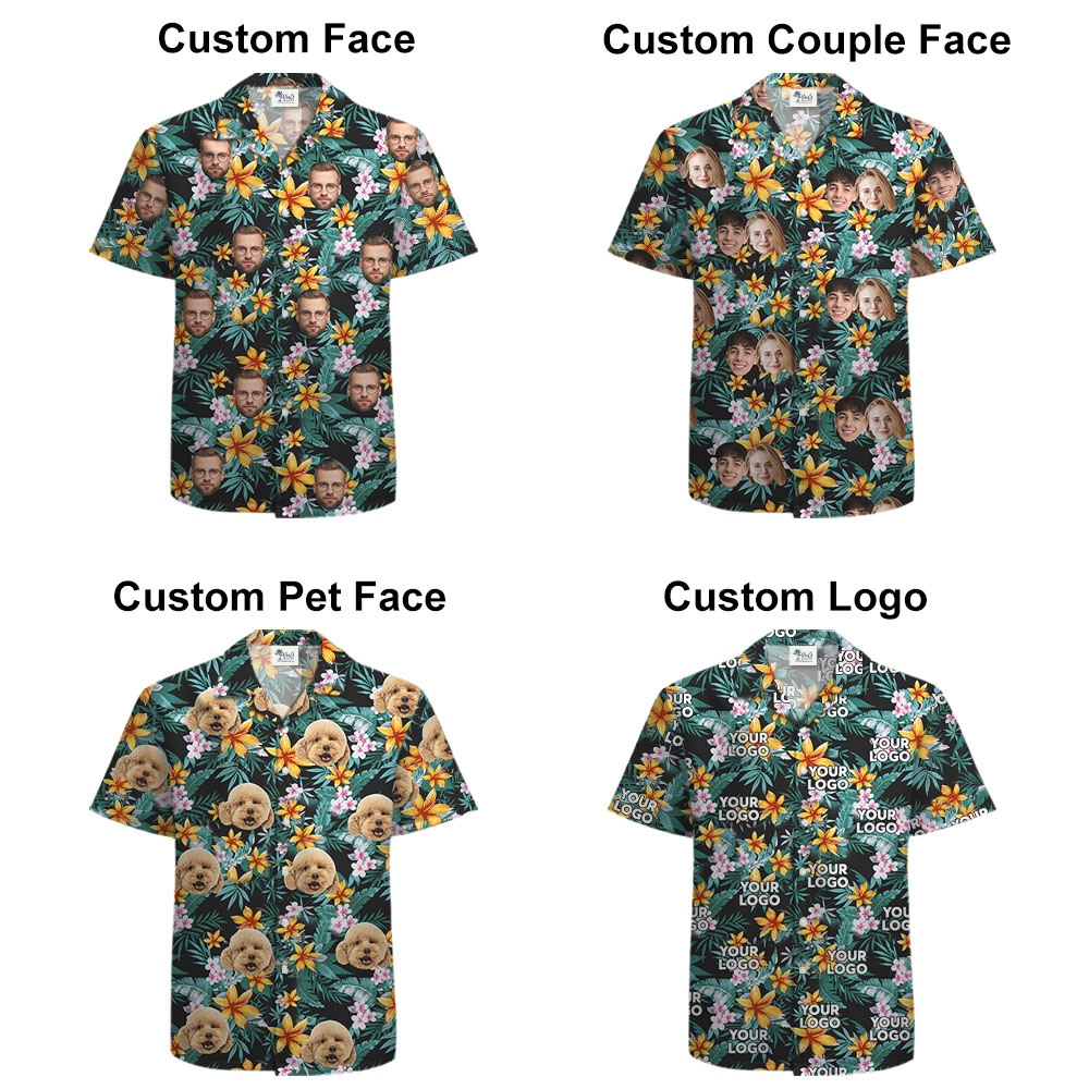 Custom Face Tropical Hula Shirt For Men