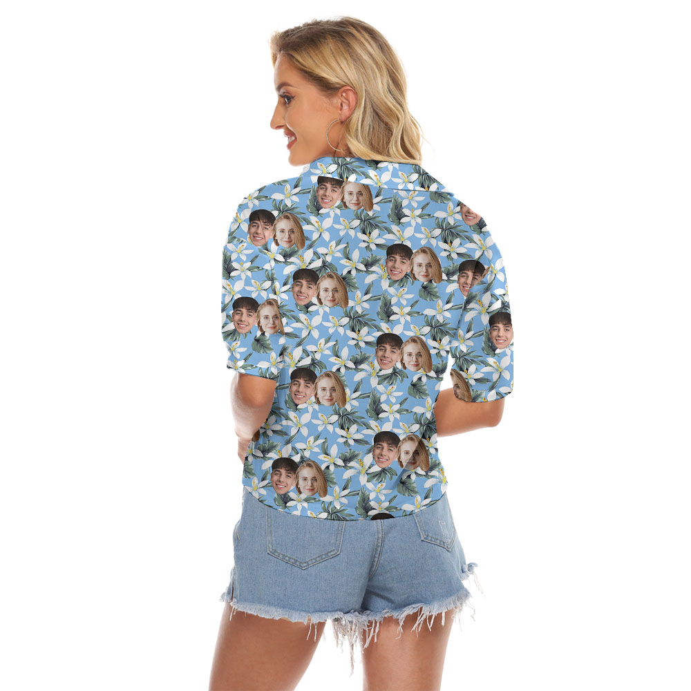 Floral Women Custom Hawaiian Shirt With Faces