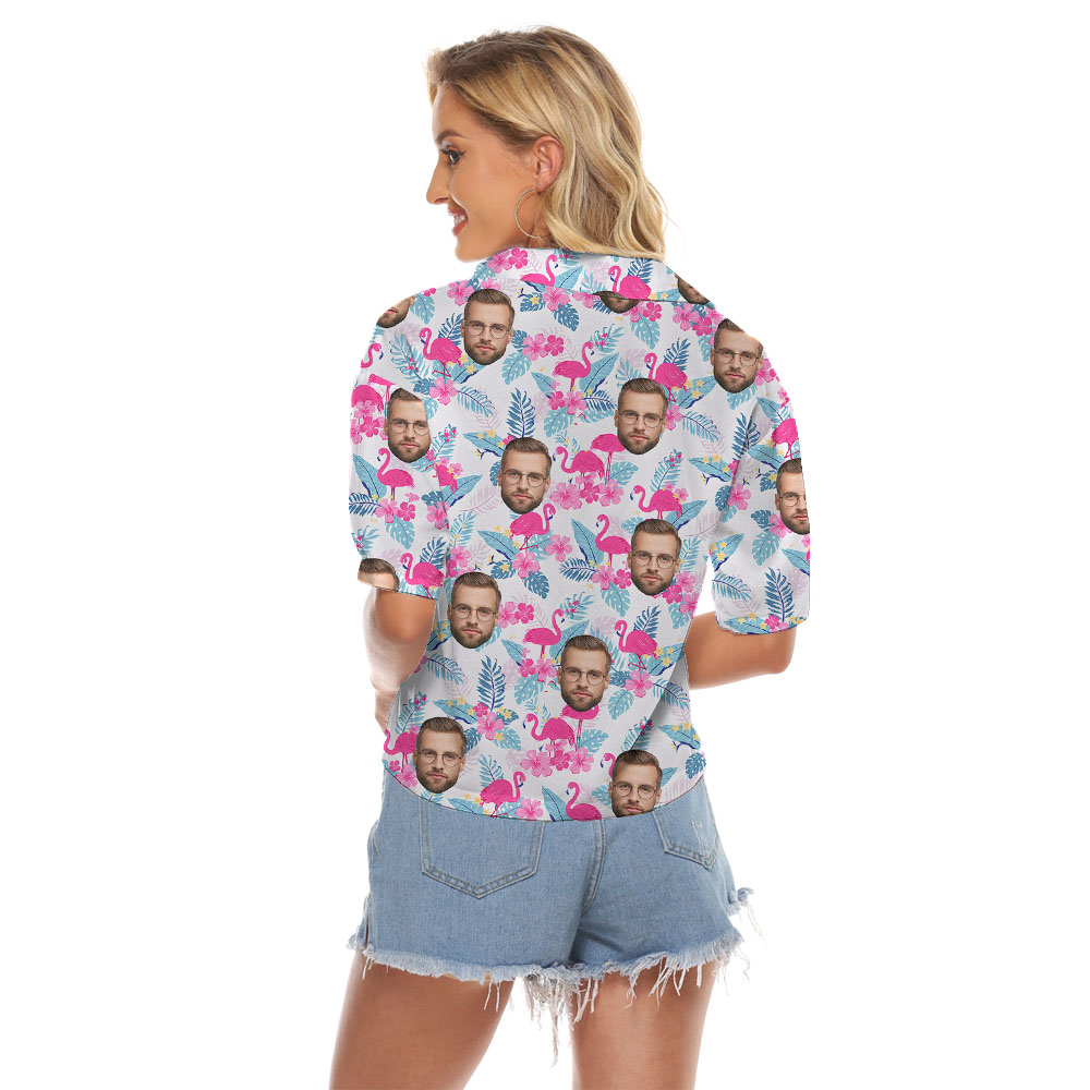 Custom Face Flamingo Pink Women's Crop Top