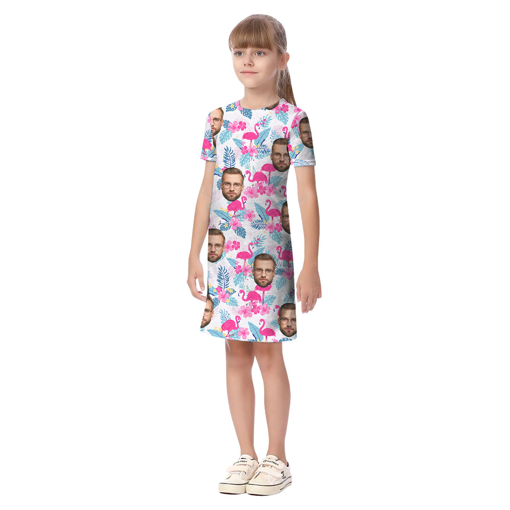Custom Up to 4 Faces Flamingo Pink Hawaiian Shirt For Family
