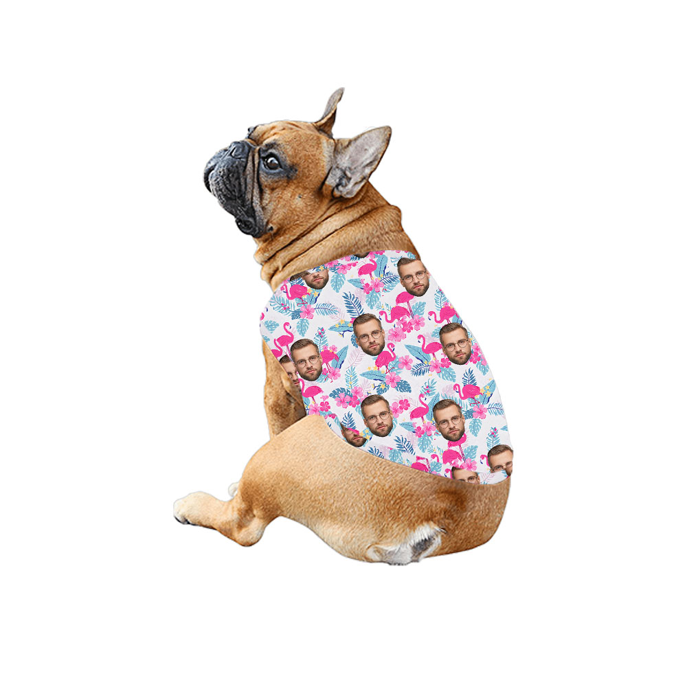 Custom Up to 4 Faces Flamingo Pink Hawaiian Shirt For Family