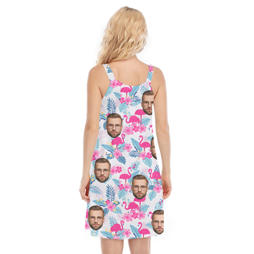 Pink Custom 1-4 Face Flamingo Women's Dress