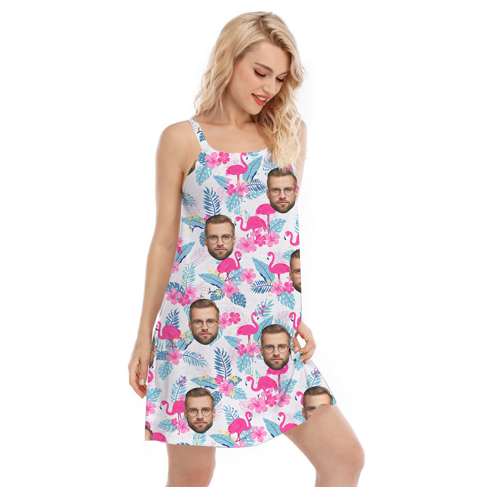 Pink Custom 1-4 Face Flamingo Women's Dress