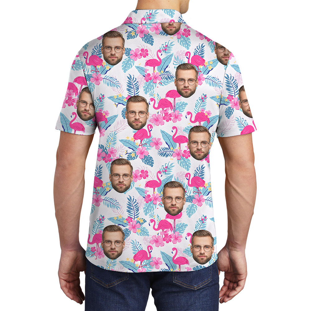 Pink Flamingo Golf Polo With 1-4 Faces