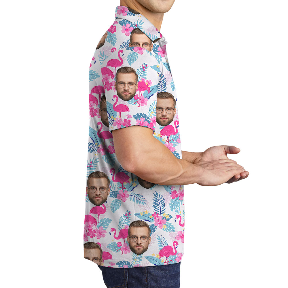 Pink Flamingo Golf Polo With 1-4 Faces