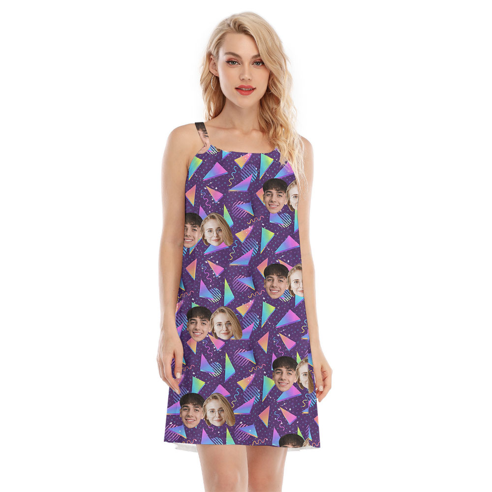 Custom Photo Vaporwave Arcade Ladies Cami Dress - variant image 1