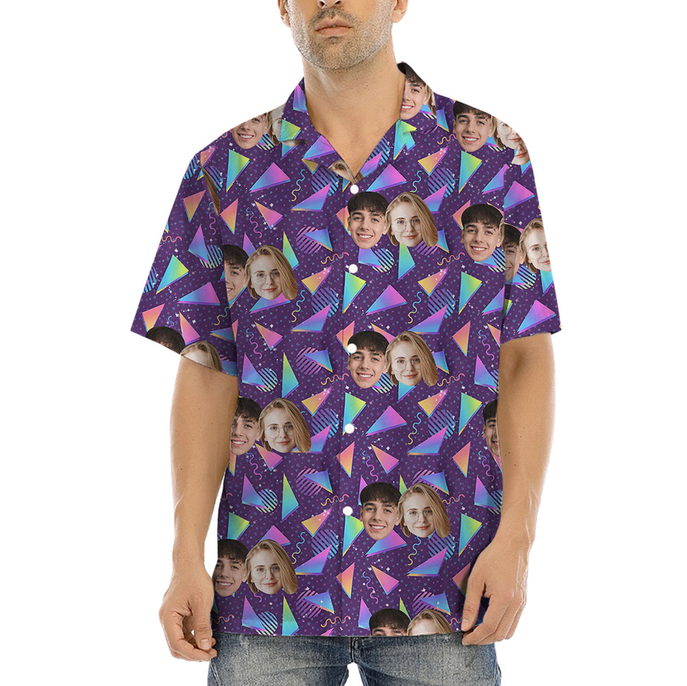 Vaporwave Arcade Carpet Custom Face Hawaiian Shirt - variant image 1