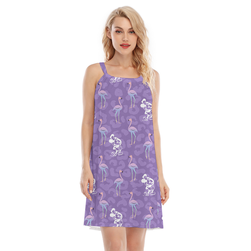 Cute Mickey Steamboat Willie Flamingo Purple Luau Dress - variant image 1